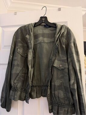 Splendid Camo Hooded Zip-Front Jacket